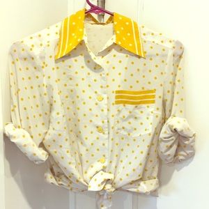 Vintage silk polka dot Japanese dress shirt